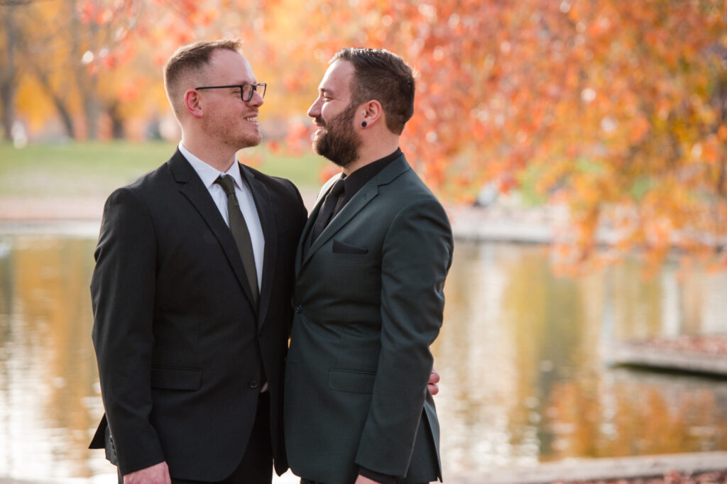 Two Grooms during their Wedding at the National Aviary